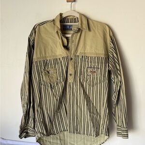 Bugle Boy Men's Striped Shirt Jacket - Black and Tan